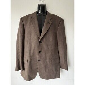 Sartorelli Made Italy 43R Brown Houndstooth Silk Wool Sport Coat Blazer 3 Button